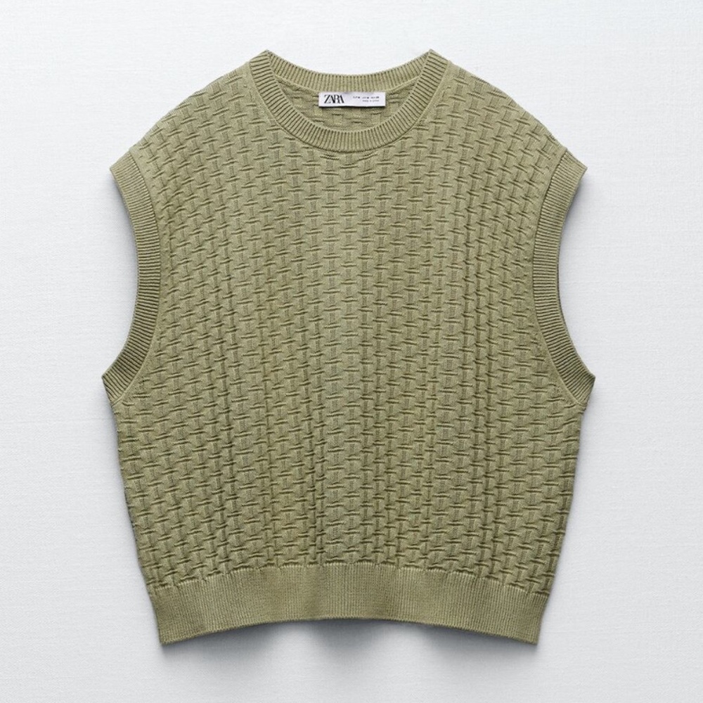 Zara Women Light Knitted Sweater Vest Top Shirt Blouse L New